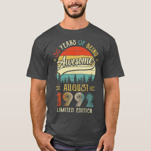 Camiseta Nacido en agosto de 1992 30º cumpleaños hecho en 1