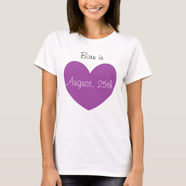 Camiseta Nacido en agosto, imagen personalizada de Purple H (Anverso)