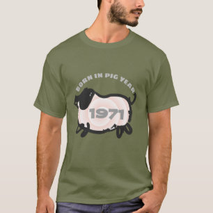 Camiseta Nacido en año de cerdo chino 1971 té gris de hombr