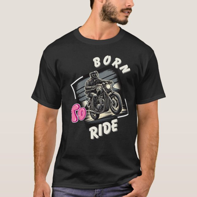 Camiseta Nacido en bicicleta - Motociclista retro (Anverso)