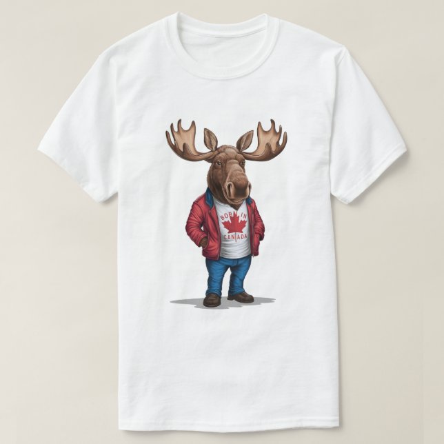 Camiseta Nacido en Canadá Moose Patriótico (Diseño del anverso)