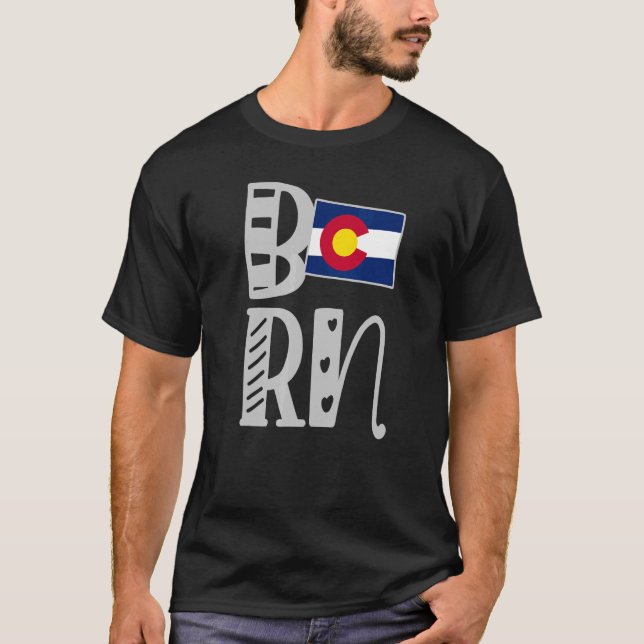 Camiseta Nacido en Colorado en Cartas por Bloque (Anverso)