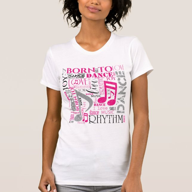 Camiseta Nacido en Dance Rosa/Negro ID277 (Anverso)