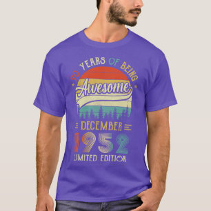 Camiseta Nacido en diciembre de 1952 70º cumpleaños hecho e