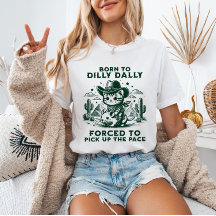 Nacido en Dilly Dally Cowboy Cat Meme gracioso ani