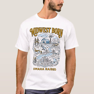 Camiseta Nacido en el Medio Oeste, criado en Omaha, herenci