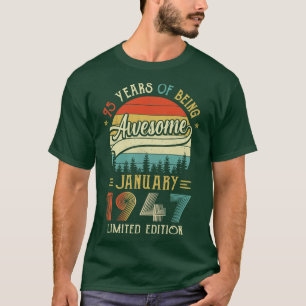 Camiseta Nacido En Enero De 1947 75º Cumpleaños Hecho En 19