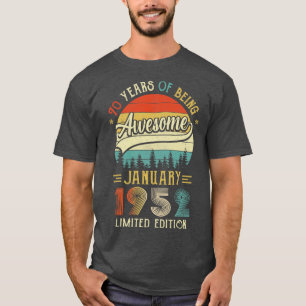 Camiseta Nacido en enero de 1952 70º cumpleaños hecho en 19