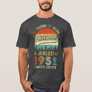 Camiseta Nacido en enero de 1952 70º cumpleaños hecho en 19
