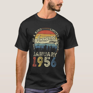 Camiseta Nacido En Enero De 1956 66 Años Tee Vintage 66º Na