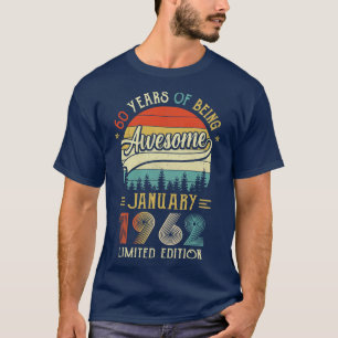 Camiseta Nacido en enero de 1962 60º cumpleaños hecho en 19