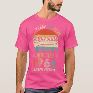 Camiseta Nacido en enero de 1962 60º cumpleaños hecho en 19