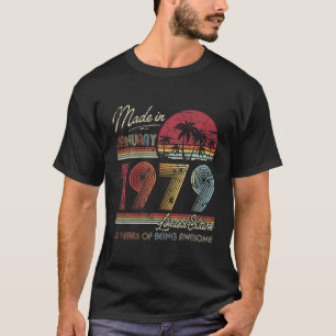Camiseta Nacido En Enero De 1979 43º Cumpleaños Hecho En 
