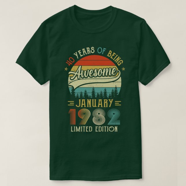 Camiseta Nacido en enero de 1982 40º cumpleaños hecho en 19 (Diseño del anverso)