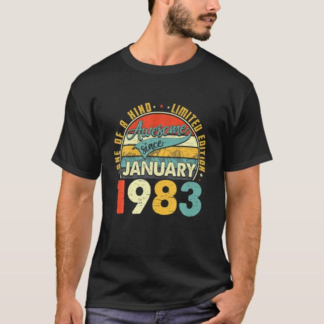 Camiseta Nacido En Enero De 1983 39º Regalo De Cumpleaños R (Anverso)