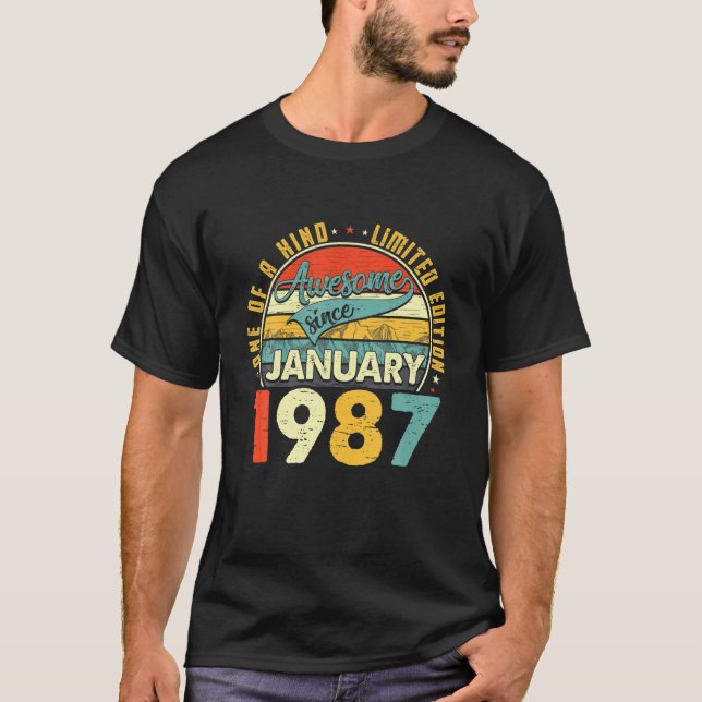 Camiseta Nacido En Enero De 1987 35º Regalo De Cumpleaños R (Anverso)