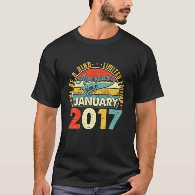 Camiseta Nacido En Enero De 2017 5º Regalo De Cumpleaños Re (Anverso)