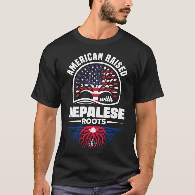 Camiseta Nacido en Estados Unidos con raíces nepalesas Nepa (Anverso)