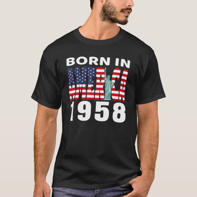 Camiseta Nacido En Estados Unidos En 1958. Estatua De Liber (Anverso)