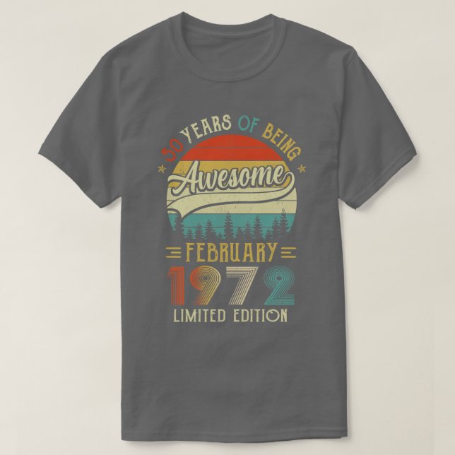 Camiseta Nacido en febrero de 1972 50º cumpleaños hecho en  (Diseño del anverso)