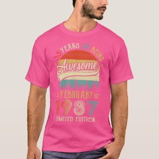 Camiseta Nacido En Febrero De 1987 35º Cumpleaños Hecho En