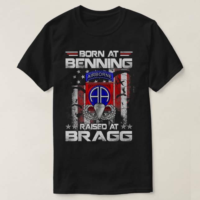 Camiseta Nacido En Ft Benning Elevado Fort Bragg Airborne V (Diseño del anverso)