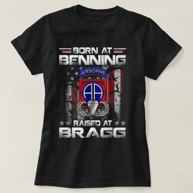 Camiseta Nacido En Ft Benning Elevado Fort Bragg Airborne V (Diseño del anverso)
