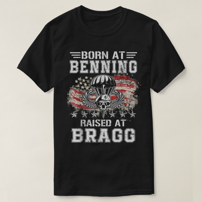 Camiseta Nacido En Ft Benning Elevado Fort Bragg Airborne V (Diseño del anverso)