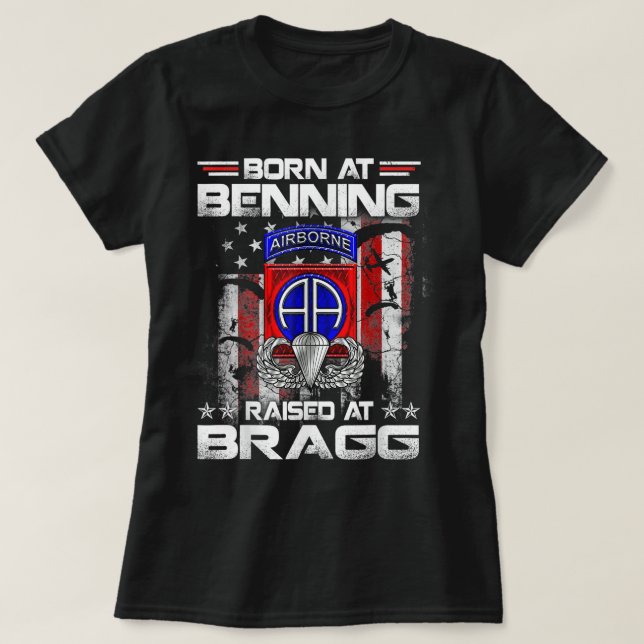 Camiseta Nacido En Ft Benning Elevado Fort Bragg Airborne V (Diseño del anverso)