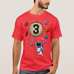 Camiseta Nacido en globo de luna de astronauta de tres años