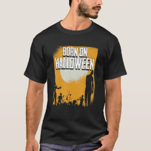 Camiseta Nacido En Halloween Lazy Costume Zombie Cumpleaños