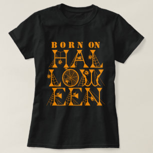 Camiseta Nacido en Halloween Spider Cob Web Scary Spooky Te