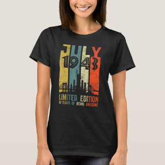 Camiseta Nacido en julio de 1943 80º cumpleaños