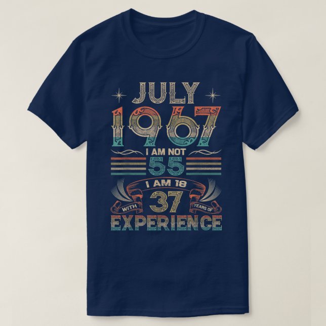 Camiseta Nacido en julio de 1967 55º cumpleaños Hecho en 19 (Diseño del anverso)