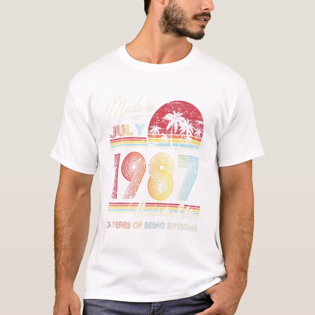 Camiseta Nacido en julio de 1987 34ª Cuarentena Cumplía El  (Anverso)