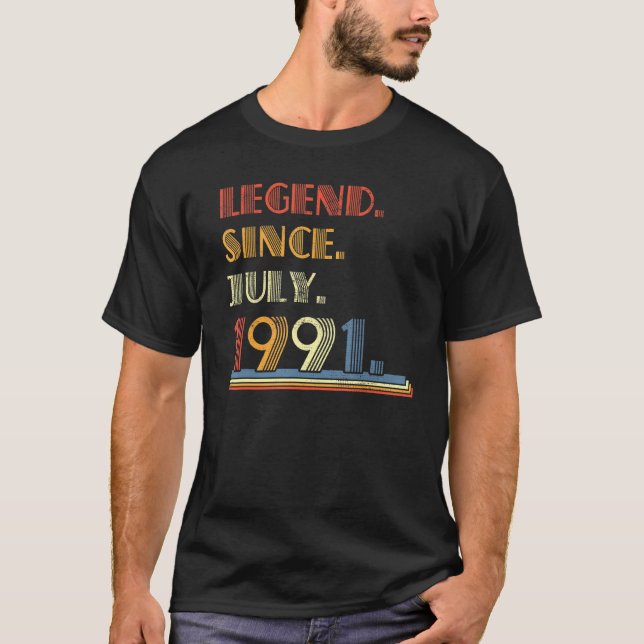 Camiseta Nacido en julio de 1991 Leyenda desde julio de 199 (Anverso)