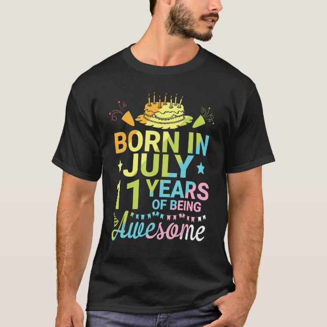Camiseta Nacido En Julio De 2011 Feliz Cumpleaños 11 Años D (Anverso)