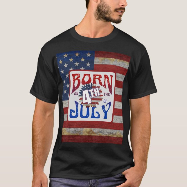 Camiseta Nacido En La Bandera De Estados Unidos El 4 De Jul (Anverso)