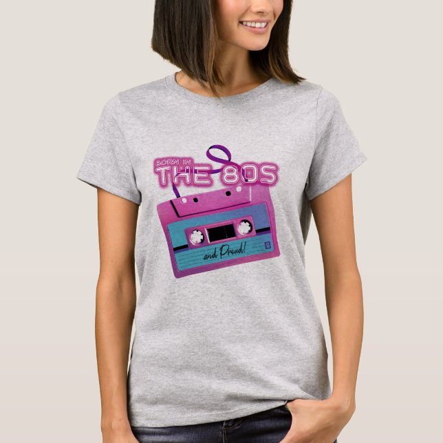 Camiseta Nacido en la cinta de cassette retro de los años 8 (Anverso)