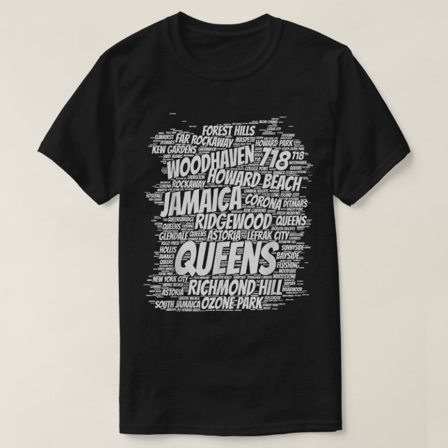 Camiseta Nacido en la ciudad de nueva york en reinas  (Diseño del anverso)