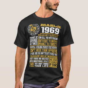 Camiseta Nacido en marzo de 1969 52º cumpleaños Pisces Zodi