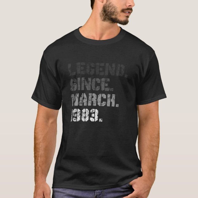 Camiseta Nacido En Marzo De 1983 Leyenda De 38 Años De Edad (Anverso)