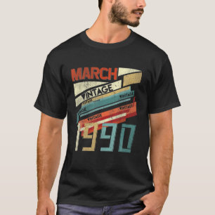 Camiseta Nacido En MARZO De 1990 300ª Vintage Retro B