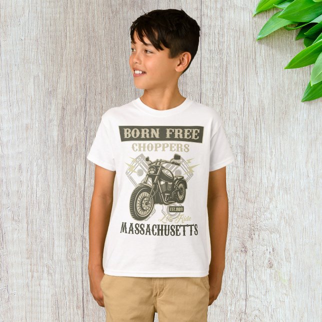 Camiseta Nacido en motocicleta gratis Choppers Massachusett (Subido por el creador)