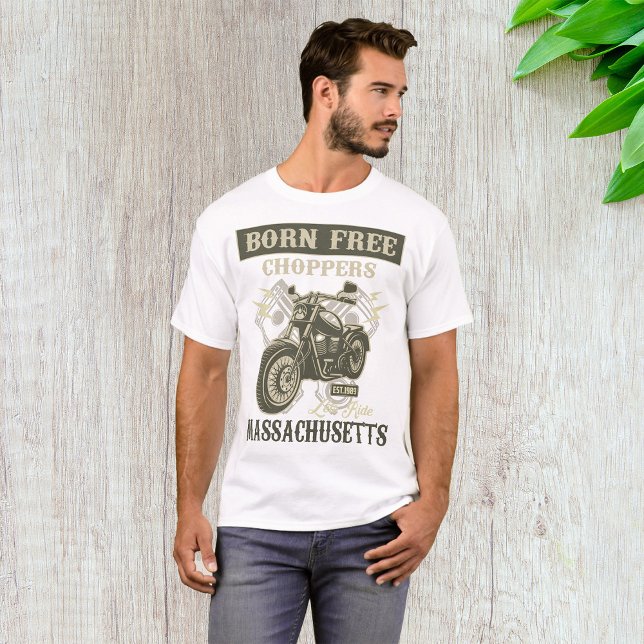 Camiseta Nacido en motocicleta gratis Choppers Massachusett (Subido por el creador)