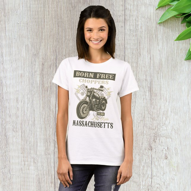 Camiseta Nacido en motocicleta gratis Choppers Massachusett (Subido por el creador)