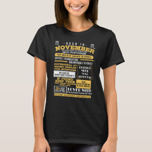 Camiseta Nacido en noviembre Escorpio Horóscopo Cumpleaños