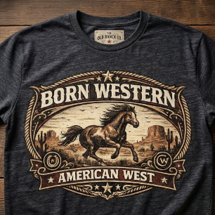 Camiseta Nacido en Occidente   Rancho Americano de Caballo 