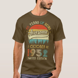 Camiseta Nacido en octubre de 1952 70º cumpleaños hecho en 