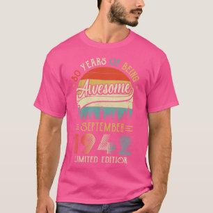 Camiseta Nacido en septiembre de 1942 80º Cumpleaños Hecho
